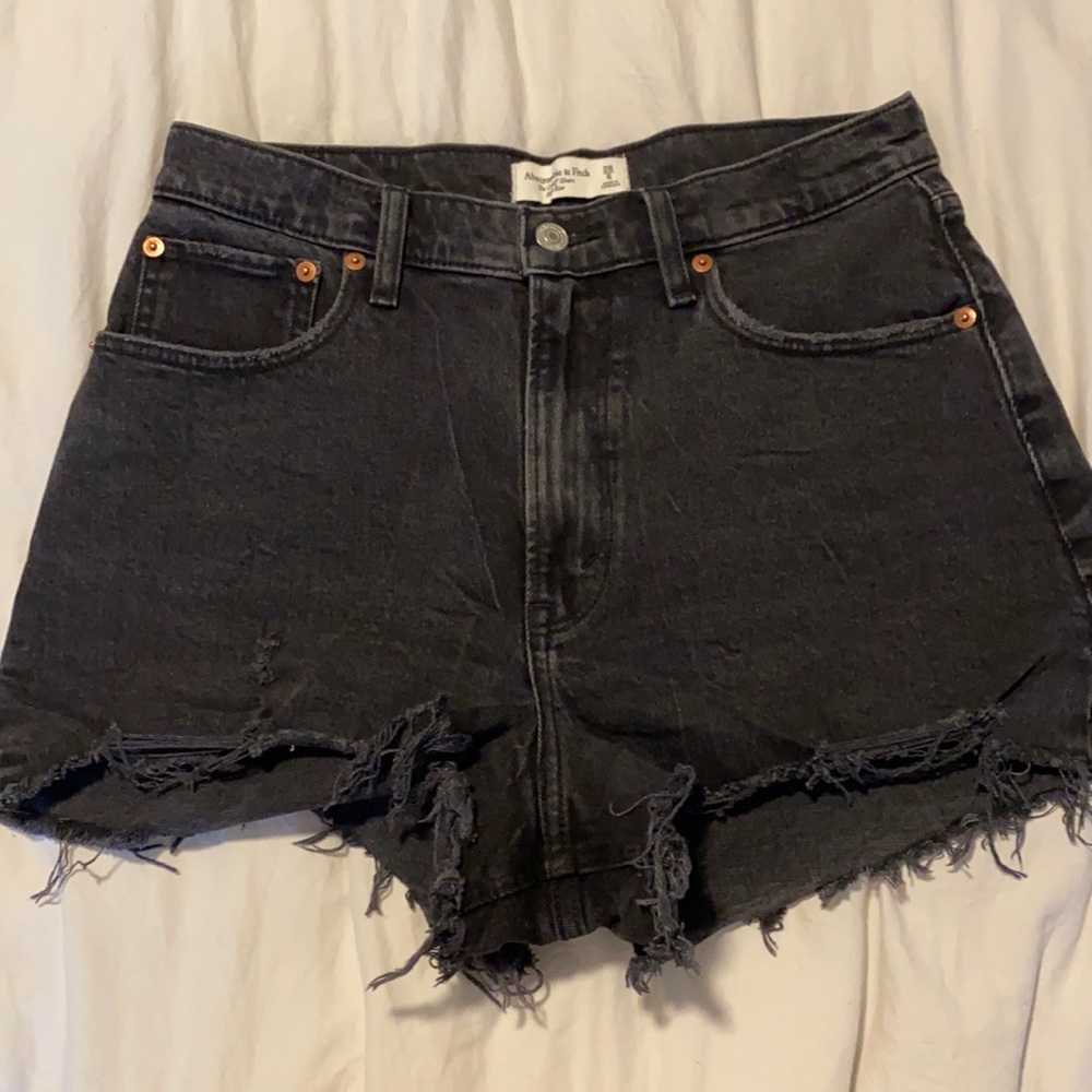 Abercrombie black denim shorts